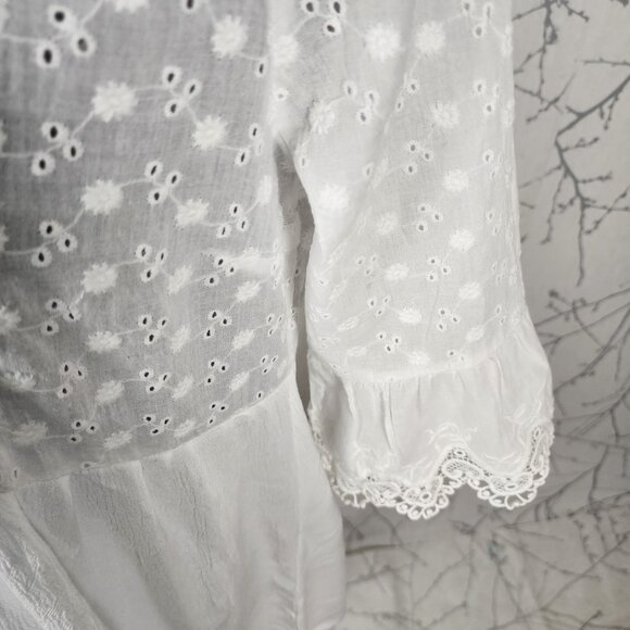 Maison Mascallier White Sheer Eyelet Babydoll Tunic - Picture 4 of 9